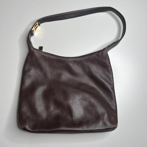 Tommy Hilfiger Genuine Leather Shoulder Bag Brown Classic Style - Picture 1 of 7